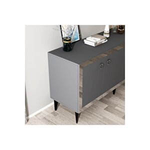 Ponny 180 Cm Tv Ünitesi Ve Konsol 2'li Salon Takımı Antrasit-gümüş Antrasit