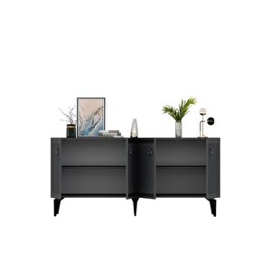 Ponny 180 Cm Tv Ünitesi Ve Konsol 2'li Salon Takımı Antrasit-gümüş