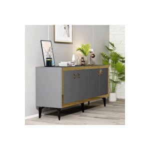Ponny 180 Cm Tv Ünitesi Ve Konsol 2'li Salon Takımı Antrasit-altın Gri