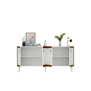 Ponny 180 Cm Tv Ünitesi Ve Konsol 2'li Salon Takımı Beyaz-altın