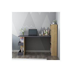 Nirvana Kitaplıklı Çalışma Masası Antrasit-safirmeşe 120x60 Cm Antrasit