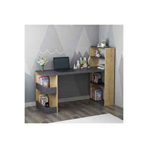 Nirvana Kitaplıklı Çalışma Masası Antrasit-safirmeşe 120x60 Cm Antrasit