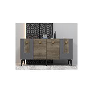 Luna Konsol 4 Kapakli 4 Rafli Cevi̇z - Antrasi̇t Ceviz