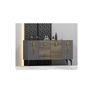 Luna Konsol 4 Kapakli 4 Rafli Cevi̇z - Antrasi̇t Ceviz