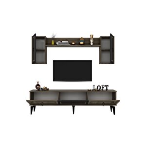 Asya 180 Cm Tv Ünitesi Takım Ceviz Antrasit