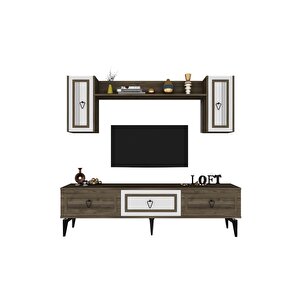 Asya 180 Cm Tv Ünitesi Takım Ceviz Beyaz