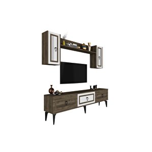 Asya 180 Cm Tv Ünitesi Takım Ceviz Beyaz