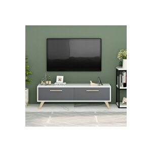 Meli̇saa Tv Üni̇tesi̇, 120 Cm, 2 Kapakli Beyaz-antrasi̇t Ekru