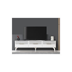 Alvin 180 Cm Tv Sehpası Beyaz Beyaz Beyaz