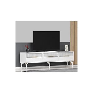 Alvin 180 Cm Tv Sehpası Beyaz Beyaz Beyaz