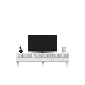 Alvin 180 Cm Tv Sehpası Beyaz Beyaz