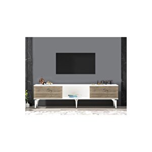 Arona Tv Sehpasi (alt Modül) Beyaz Cevi̇z Ceviz