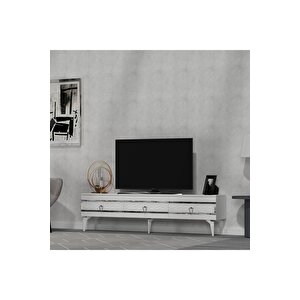 İpek 180 Cm Tv Sehpası (alt Modül) Beyaz-gümüş Beyaz