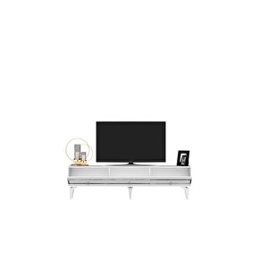 İpek 180 Cm Tv Sehpası (alt Modül) Beyaz-gümüş
