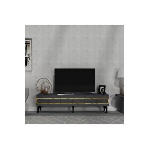 İpek 180 Cm Tv Sehpası (alt Modül) Antrasit-altın Antrasit