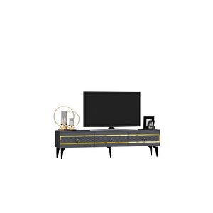 İpek 180 Cm Tv Sehpası (alt Modül) Antrasit-altın