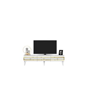 İpek 180 Cm Tv Sehpası (alt Modül) Beyaz-altın