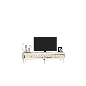 İpek 180 Cm Tv Sehpası (alt Modül) Beyaz-altın