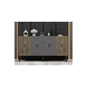 Asya 180 Cm Tv Ünitesi Ve Konsol 2'li Salon Takımı Ceviz-antrasit-ceviz Ceviz