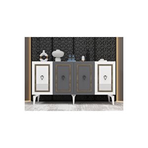 Asya 180 Cm Tv Ünitesi Ve Konsol 2'li Salon Takımı Beyaz-antrasit-ceviz Beyaz