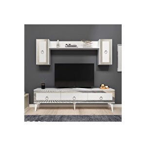 Ponny 180 Cm Tv Ünitesi Beyaz Gümüş Gümüş