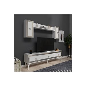 Ponny 180 Cm Tv Ünitesi Beyaz Gümüş Gümüş