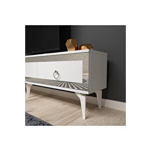 Ponny 180 Cm Tv Ünitesi Beyaz Gümüş Gümüş