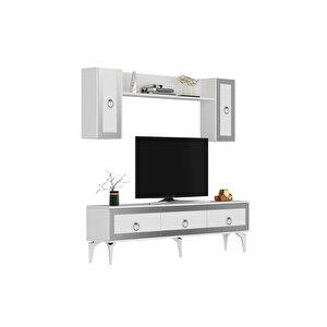 Ponny 180 Cm Tv Ünitesi Beyaz Gümüş