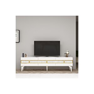 Novva 180 Cm Tv Sehpasi (alt Modül) Beyaz-altin Bej