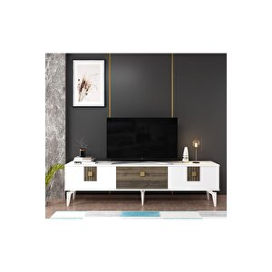 Luna 180 Cm Tv Sehpası (alt Modül) Beyaz Ceviz Beyaz