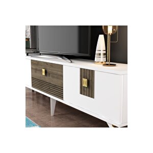 Luna 180 Cm Tv Sehpası (alt Modül) Beyaz Ceviz Beyaz