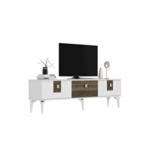 Luna 180 Cm Tv Sehpası (alt Modül) Beyaz Ceviz