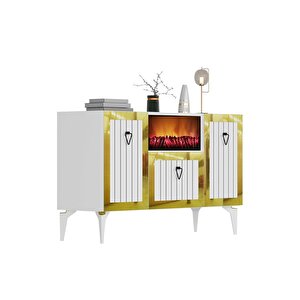 Li̇i̇nda Şömi̇neli̇ Konsol Beyaz-altin