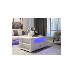 Klei̇n Led Aydinlatmali Orta Sehpa Beyaz Beyaz