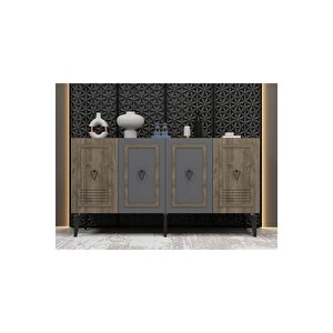 Asya Konsol 4 Kapakli Rafli Cevi̇z-antrasi̇t Ceviz