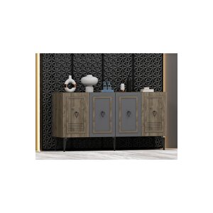 Asya Konsol 4 Kapakli Rafli Cevi̇z-antrasi̇t Ceviz
