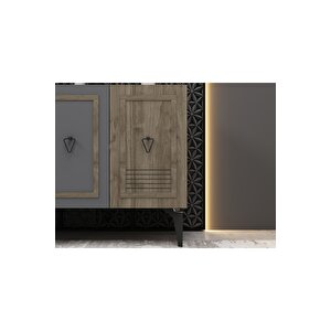 Asya Konsol 4 Kapakli Rafli Cevi̇z-antrasi̇t Ceviz