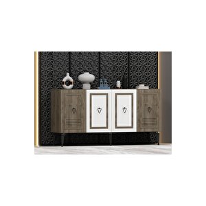 Asya Konsol 4 Kapakli Rafli Cevi̇z-beyaz Beyaz