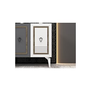 Asya Konsol 4 Kapakli Rafli Beyaz-antrasi̇t-cevi̇z Antrasit