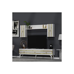 İpek 180 Cm Tv Ünitesi Takımı Beyaz-altın Beyaz