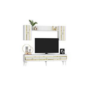 İpek 180 Cm Tv Ünitesi Takımı Beyaz-altın