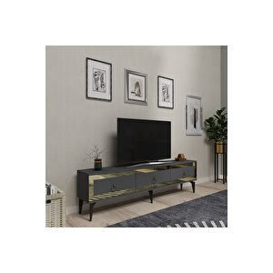 Ponny 180 Cm Tv Sehpası Antrasit Altın Altın