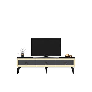 Ponny 180 Cm Tv Sehpası Antrasit Altın