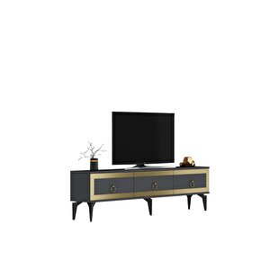 Ponny 180 Cm Tv Sehpası Antrasit Altın