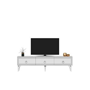 Ponny 180 Cm Tv Sehpası Beyaz Gümüş