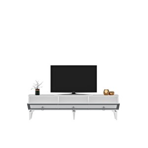 Ponny 180 Cm Tv Sehpası Beyaz Gümüş