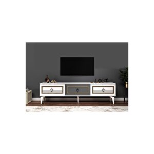 Asya 180 Cm Tv Sehpası (alt Modül) Beyaz Antrasit Beyaz