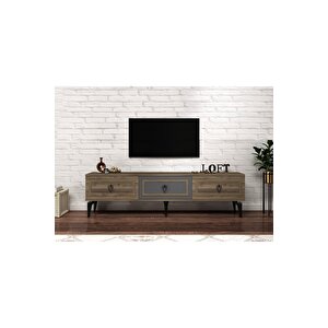 Asya 180 Cm Tv Sehpası (alt Modül) Ceviz Antrasit Ceviz