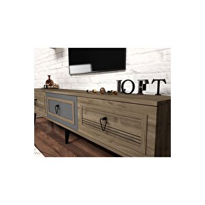 Asya 180 Cm Tv Sehpası (alt Modül) Ceviz Antrasit Ceviz