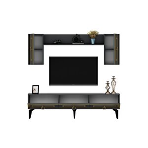 Karya 180 Cm Tv Ünitesi Antrasit Altın